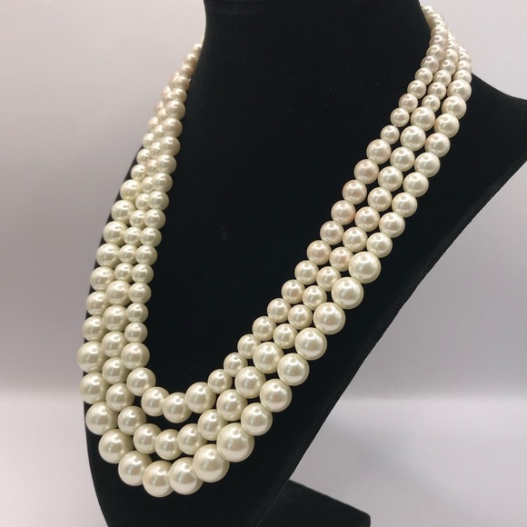 Anne Klein Triple Layer Faux Pearl Necklace - Picture 4 of 10